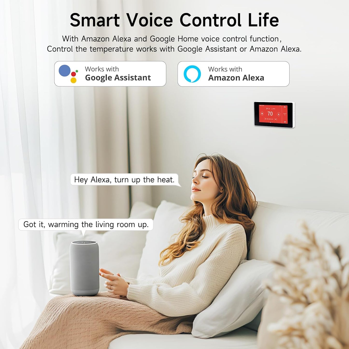 Termostato inteligente para casa con adaptador de cable C, EDGEANT