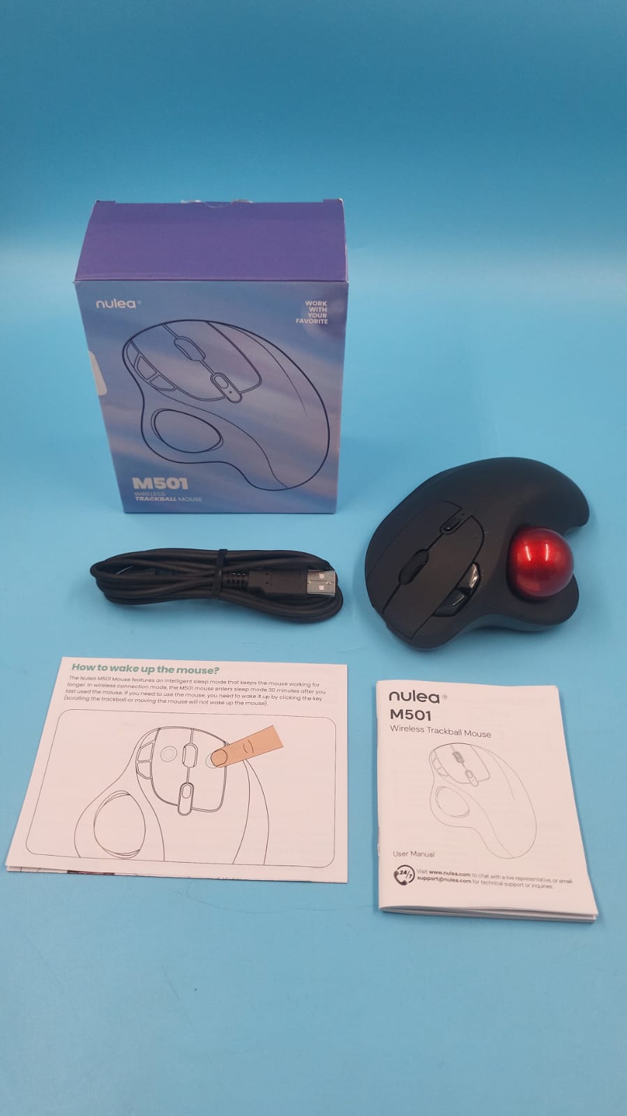 Nulea M501 mouse inalámbrico Trackball, ergonómico recargable.