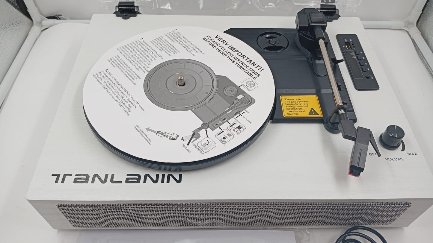 Tocadiscos Vintage, Tanlanin TE-2019, Bluetooth, sonido estereo.