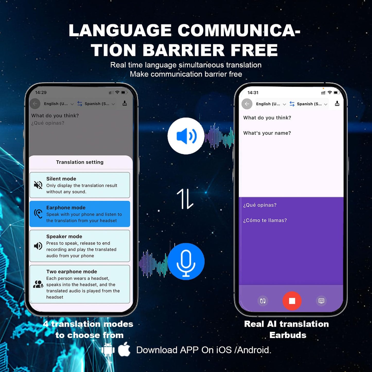 Auriculares De Traducción 144 Idiomas En Tiempo Real