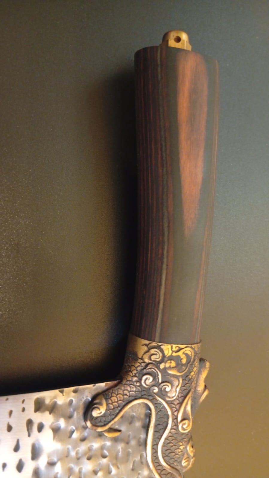Cuchillo de carnicero, de acero Longquan, mango de madera.