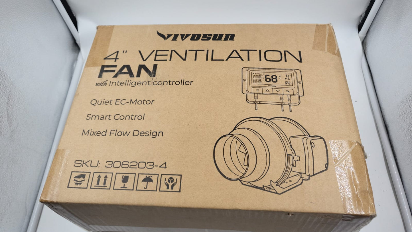 Ventilador para salas de cultivo controlador inteligente VIVOSUN 4" 134 CFM