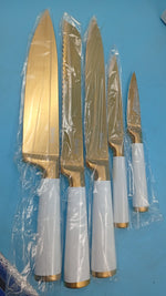 Juego de cuchillos con bloque, 5 piezas Acero inoxidable, Afilador.