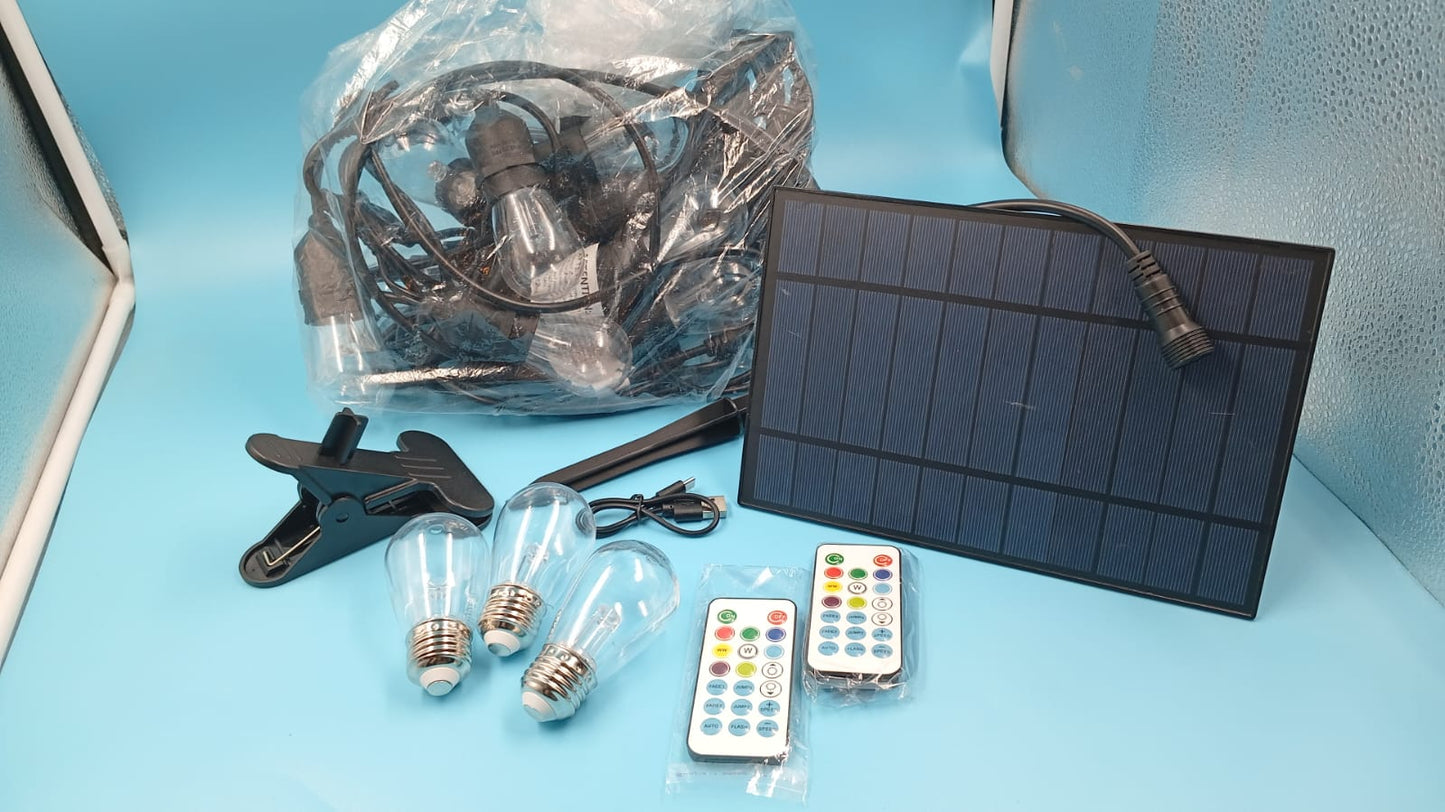Cadena de luces solares RGB de 48FT, para exteriores, impermeable.