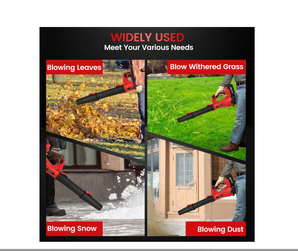 Soplador de hojas eléctrico inalámbrico YAHHU, 480 CFM/160 MPH.
