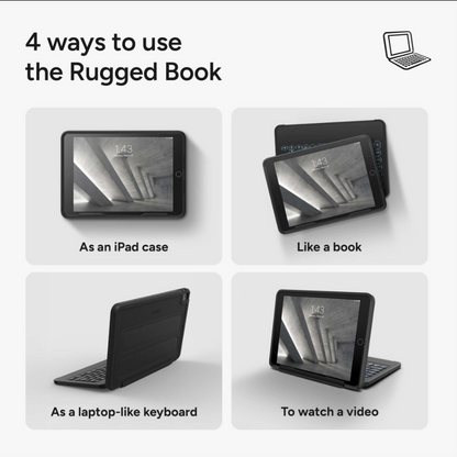 Funda con Teclado, Super Resistente para iPad, 9-8-7th Gen.