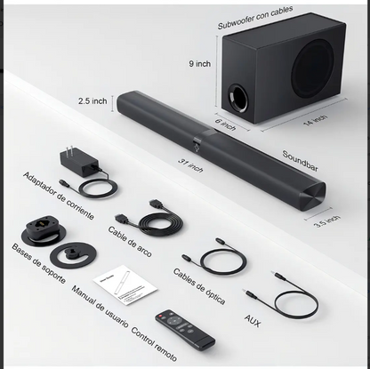 Barra de sonido con subwoofer, Bluetooth Home Theater, 120W (USADO)