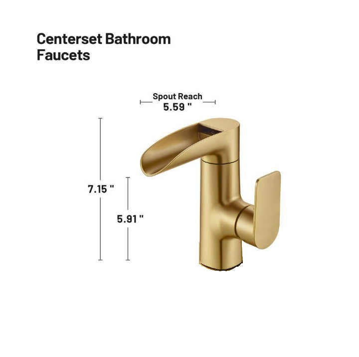 Grifo para baño  Waterfall de una manija y un solo orificio, de arco bajo