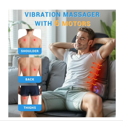 Masajeador de espalda, calor y frío, 6 motores vibratorios y 2 ventiladores.