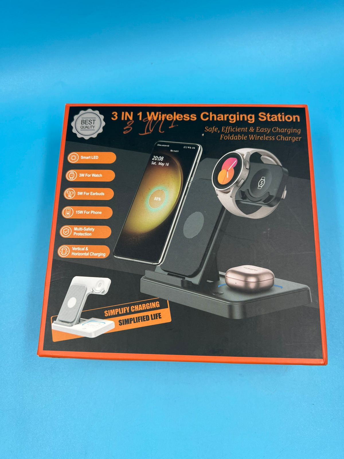 Estación de carga inalámbrica 3 en 1 plegable 15W