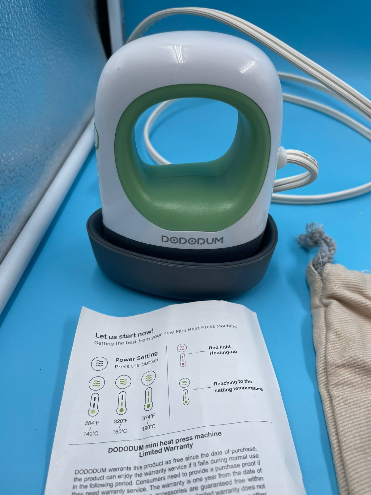 Mini máquina de prensa de calor fácil, verde.