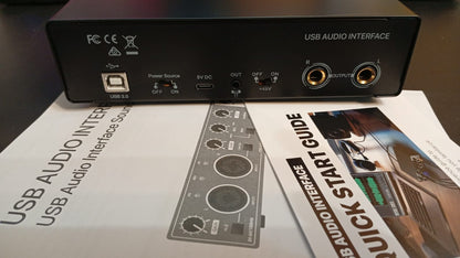 Interfaz de audio USB EBXYA 2x2, para grabación transmisión y podcasting.