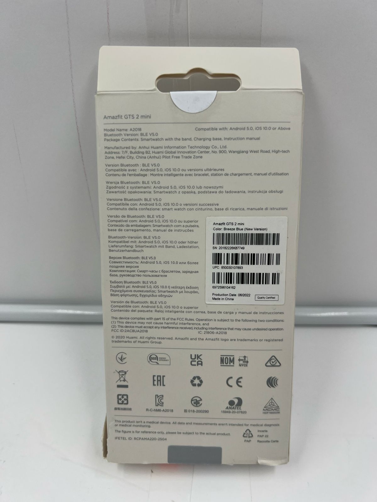 Amazfit GTS 2 Mini azul Smartwatch con GPS Deportivo