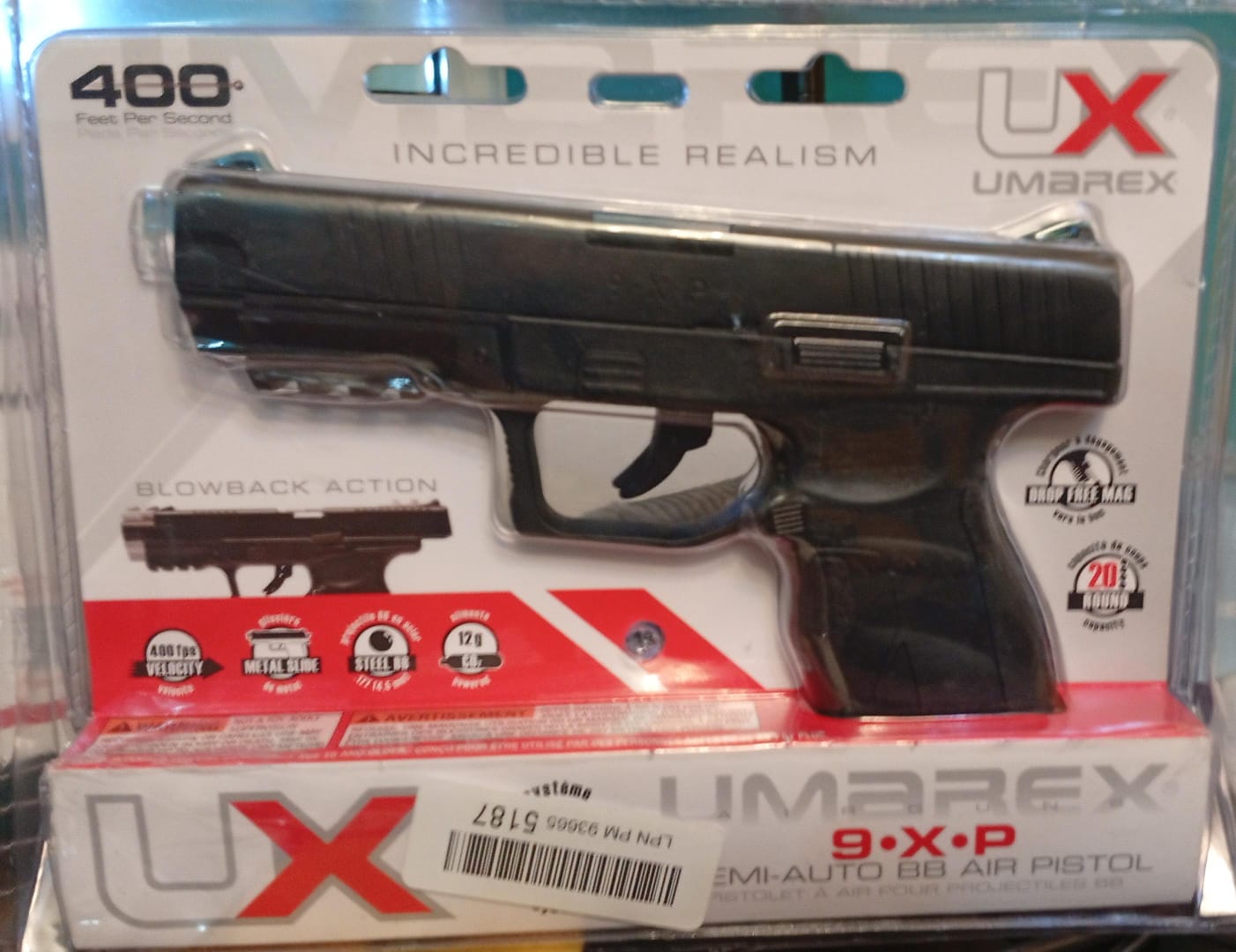 Pistola de aire Umarex 9XP, .177,  calibre 4.5MM, CO2, BB'S.