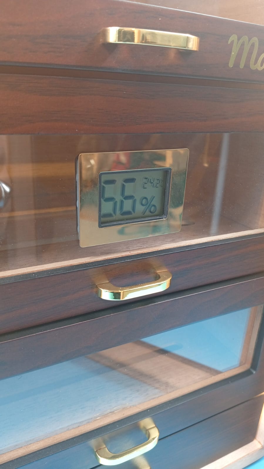 Gabinete humidor de puros, encimera, higrómetro digital, (USADO).