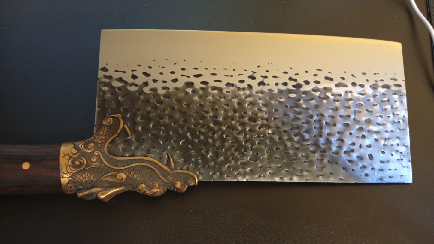 Cuchillo de carnicero, de acero Longquan, mango de madera.