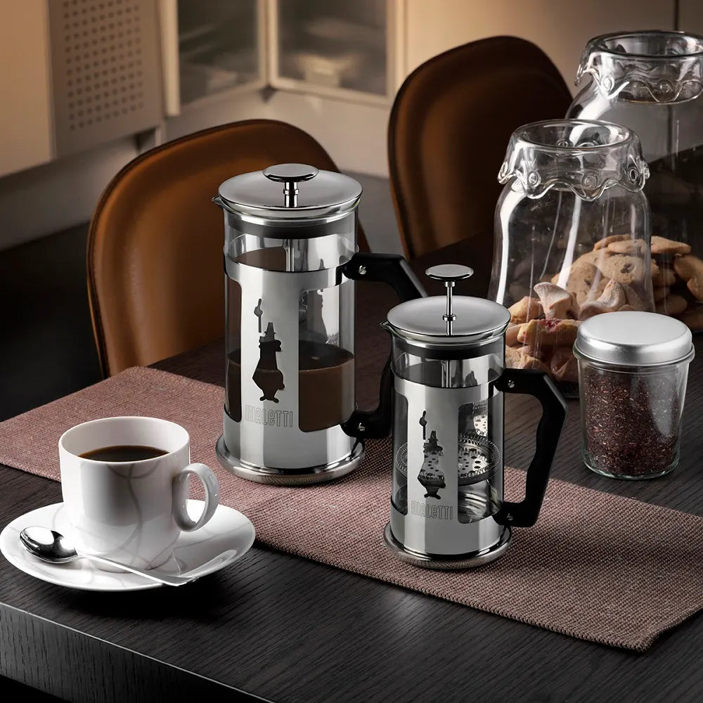 Cafetera francesa Bialetti, Preziosa de acero inoxidable, 3 tazas.