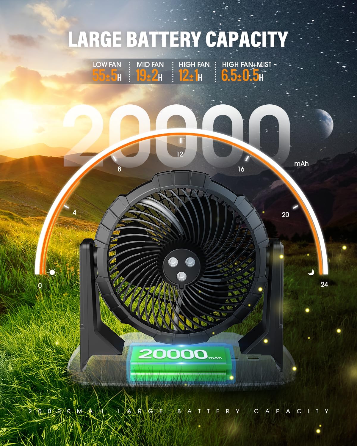 Ausic Ventilador de niebla portátil de cubo,recargable.