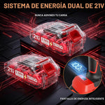 Amoladora angular inalámbrica TEENO roja de 21V con baterías y maletín — vista 6