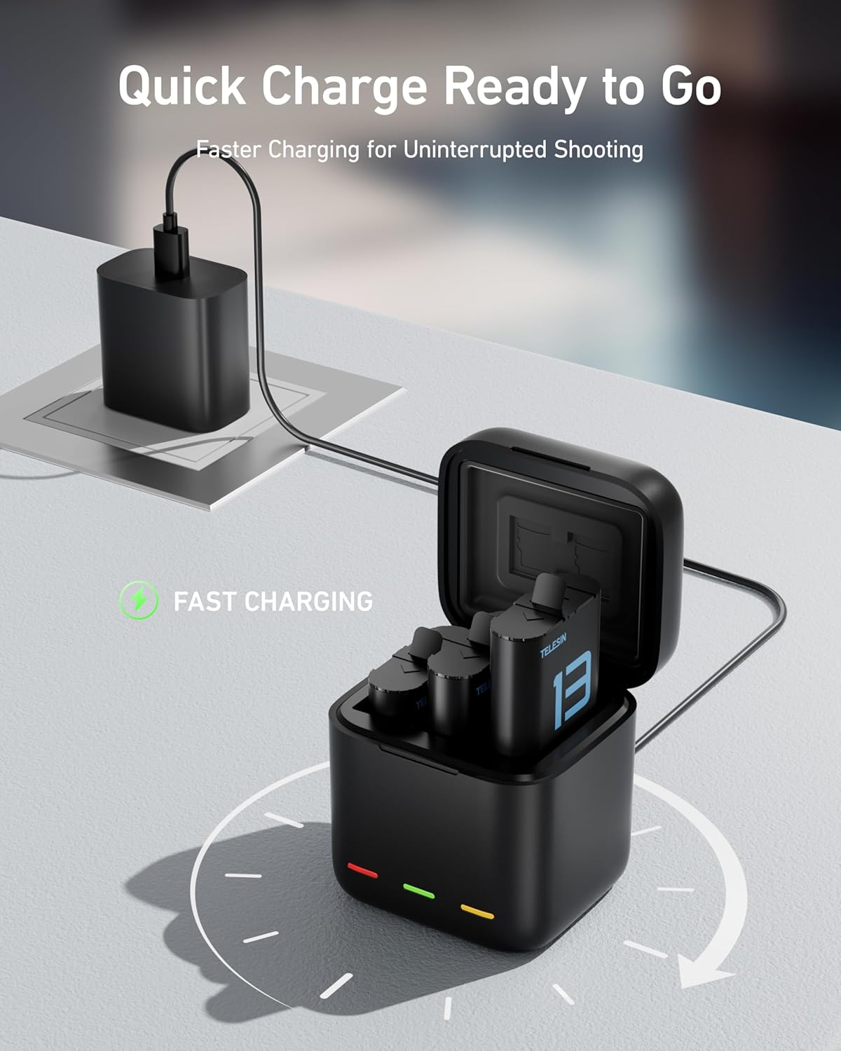 TELESIN Hero13 - Kit de cargador de batería – Paquete de 2 baterías.