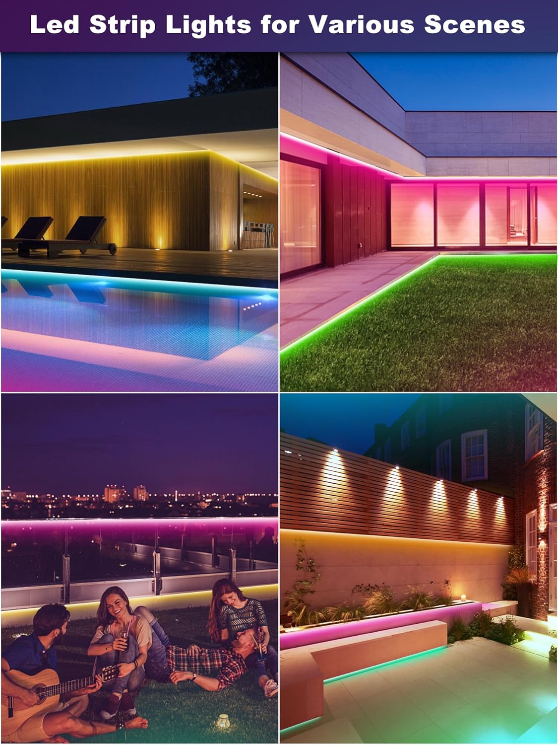 Tira de luces LED para exteriores, impermeable, 300ft, Ip68.