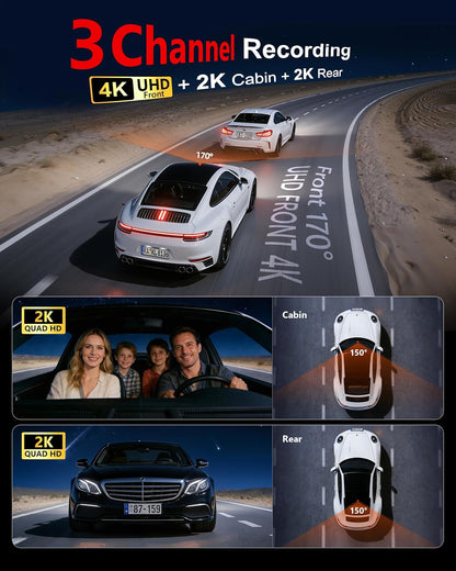 Dash Cam 3 Canales 4K GPS WiFi 128GB (USADO)