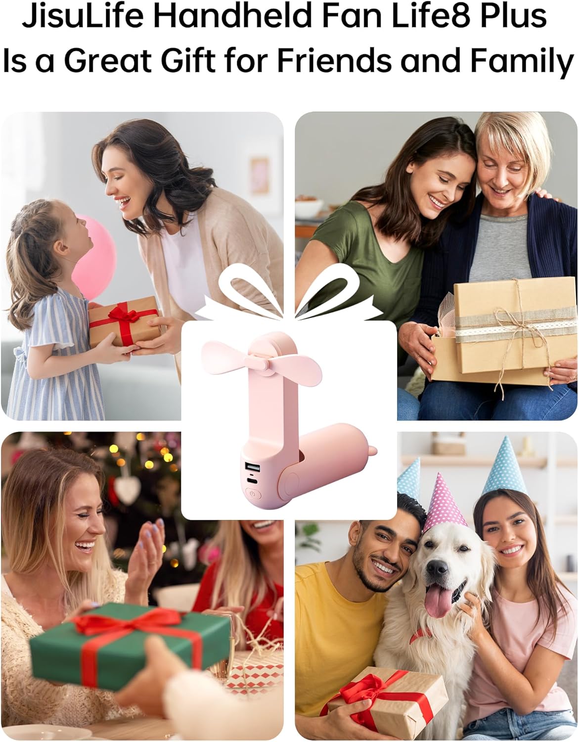 Ventilador de mano, Recargable, JISULIFE, portátil, (USADO).