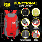 Mochila reflectante RIDERBAG.Alta visibilidad, viajeros, motocicleta, color roja.