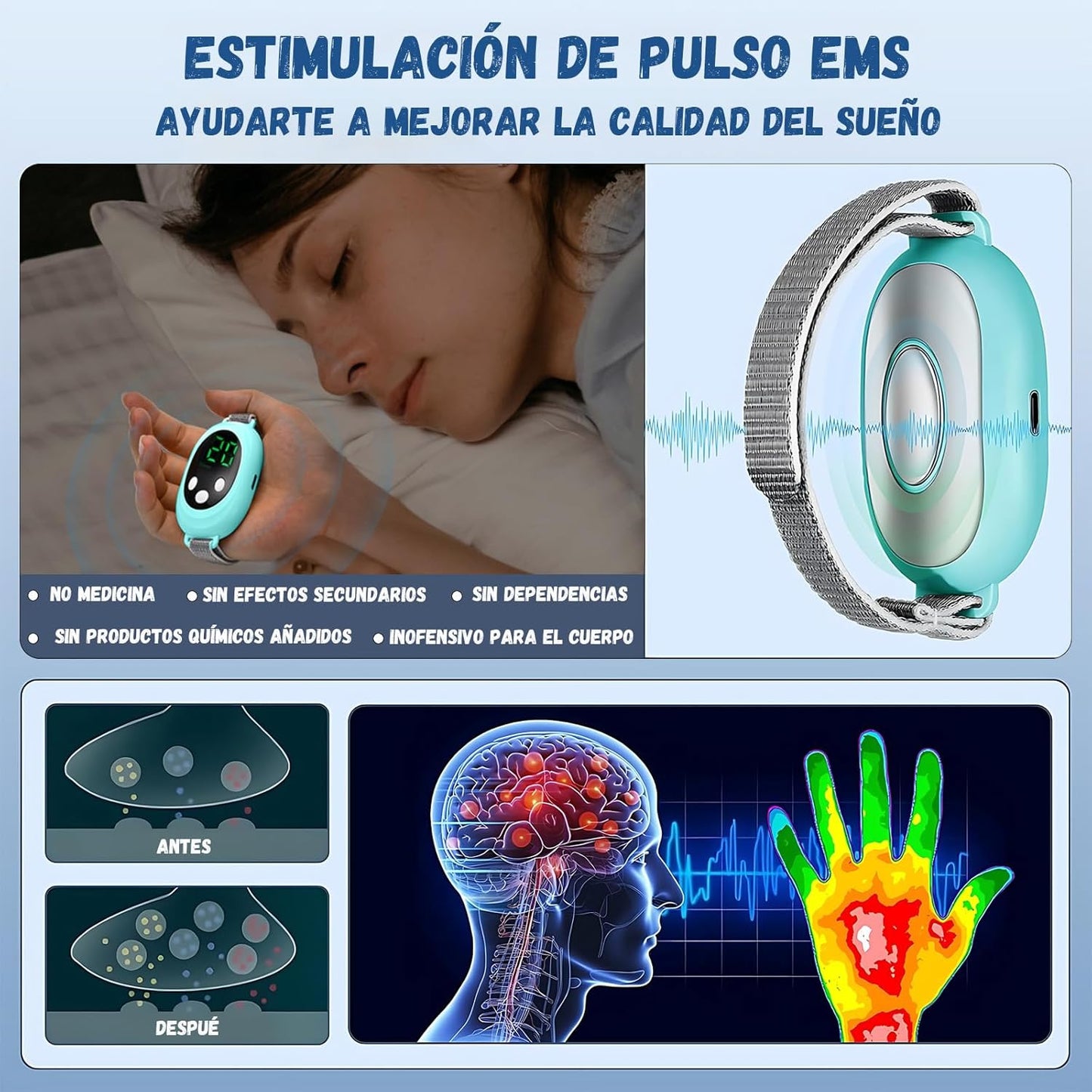 Dispositivo contra la ansiedad, ayuda natural para dormir. (USADO)