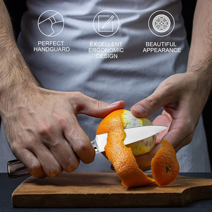 Cuchillo de pelar, 3.5", acero inoxidable, mango Pakkawood.