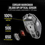 Mouse Gamer Corsair M65 RGB Ultra Wireless 26000 DPI Blanco