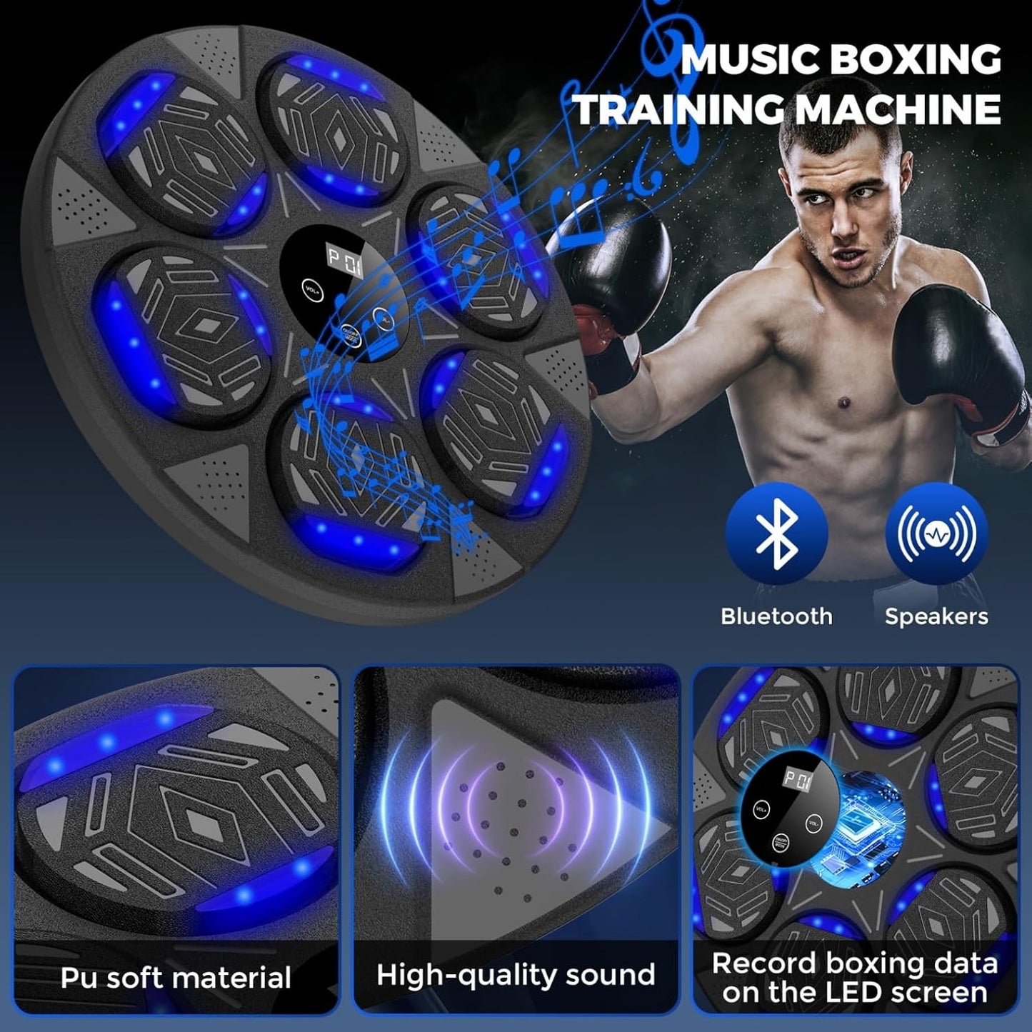 Máquina de entrenamiento de boxeo inteligente con Bluetooth y guantes de boxeo