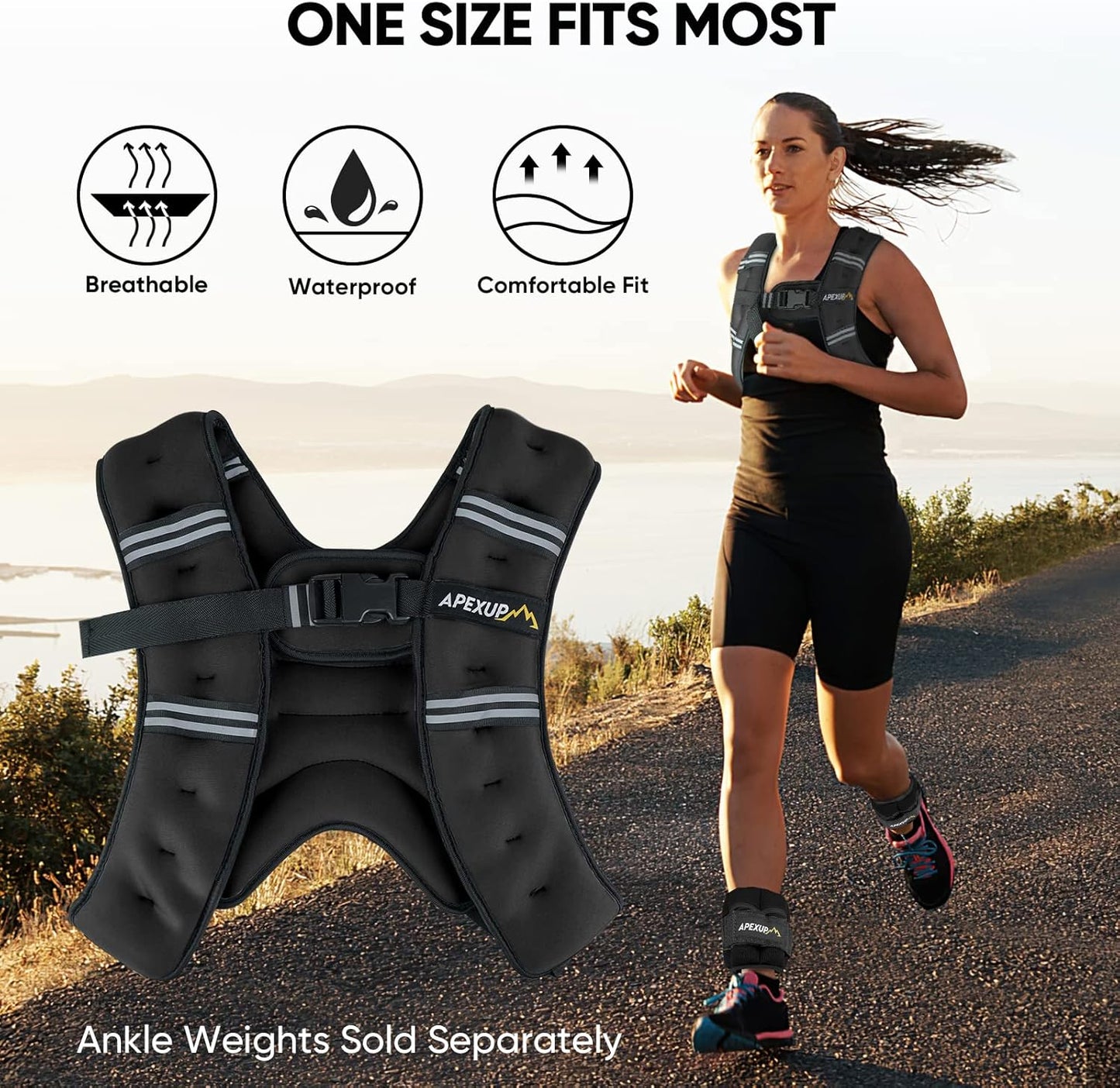 APEXUP - Chaleco con peso para entrenar, 10 libras