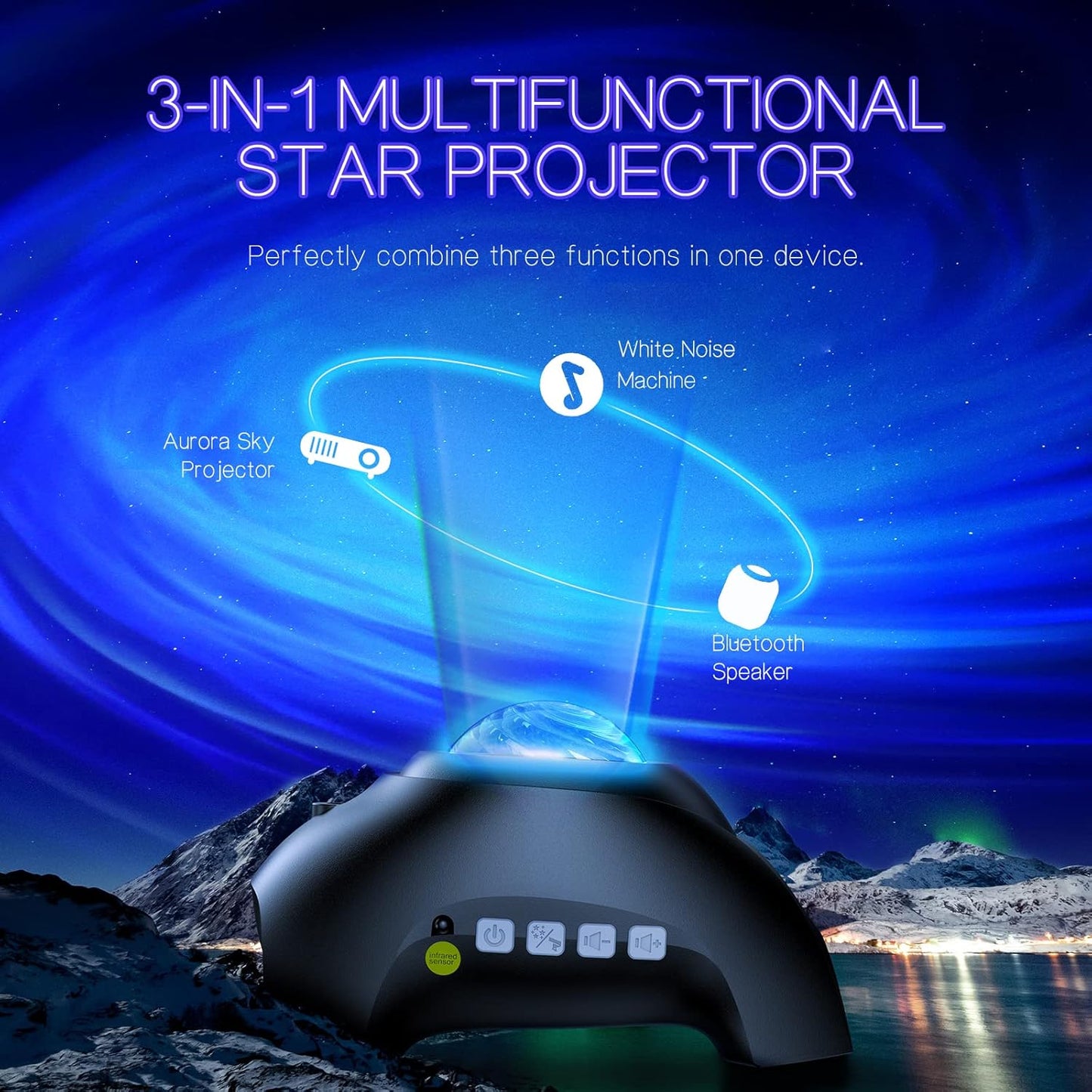 Proyector luces nocturnas Galaxia Aurora altavoz Bluetooth