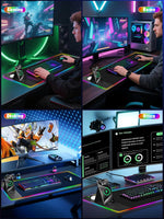 Mousepad con soporte plegable para teléfono y cargador inalámbrico.