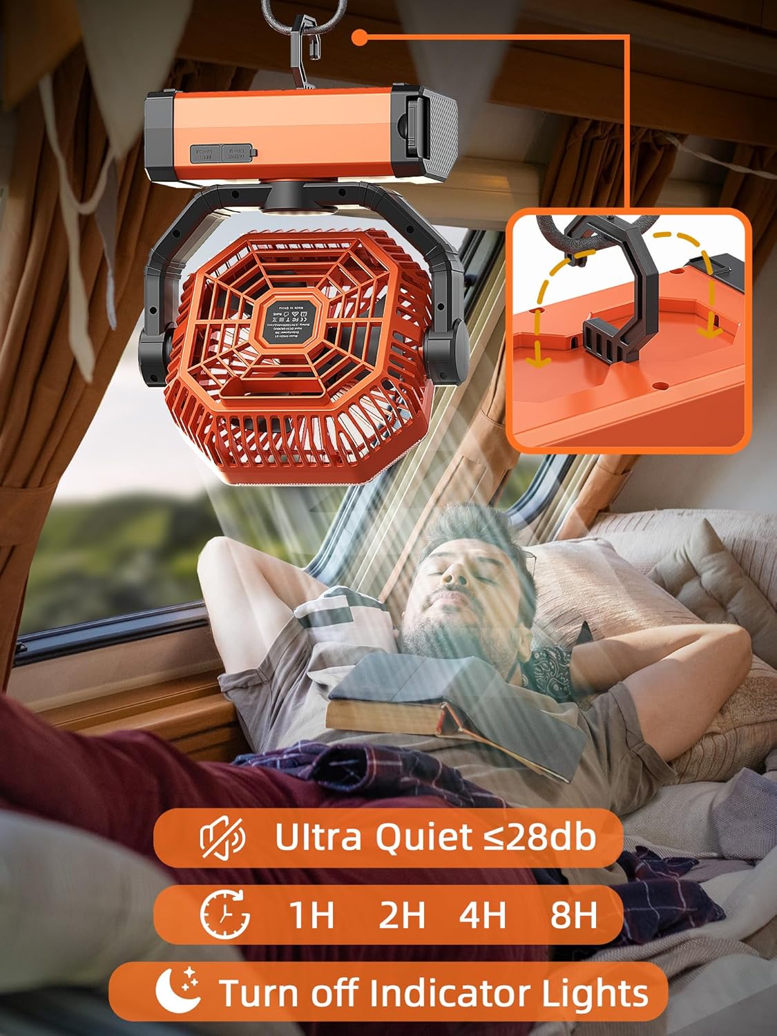 Ventilador alimentado por batería,ventilador recargable ORTEEN.