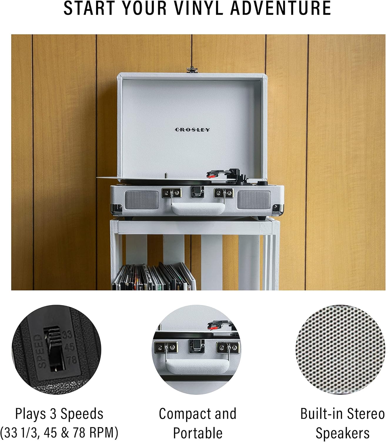 Tocadiscos tipo maleta,con Bluetooth, de 3 velocidades, CROSLEY.