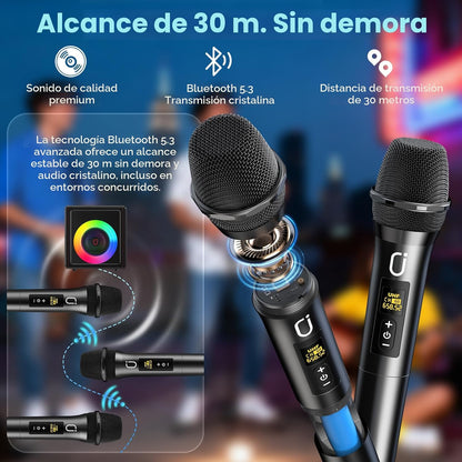 Karaoke PPMIC MS75-T Bluetooth 5.3 Con 3 Micrófonos RGB