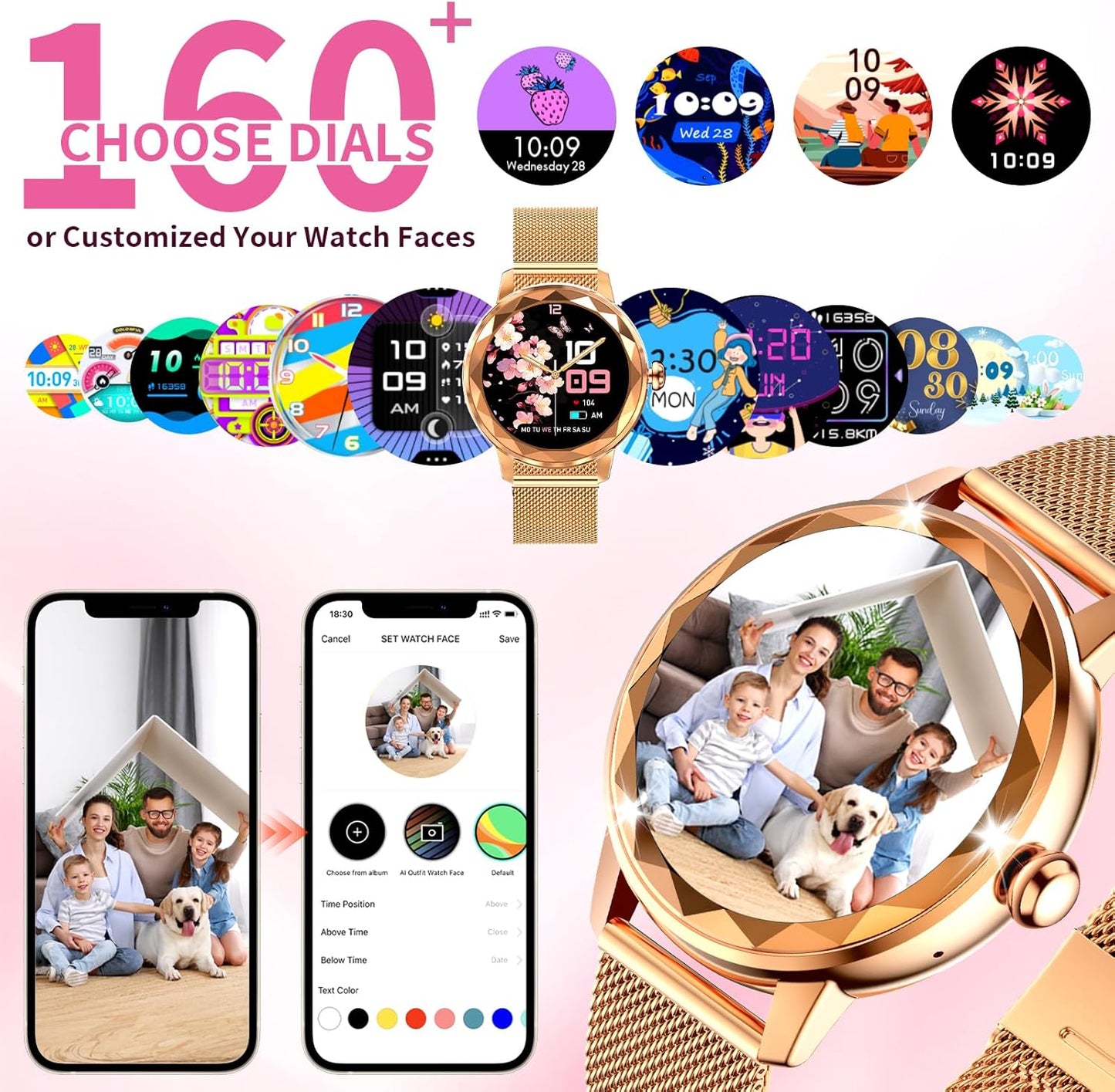 Reloj inteligente para mujer, con monitor de sueño, P/fitness.