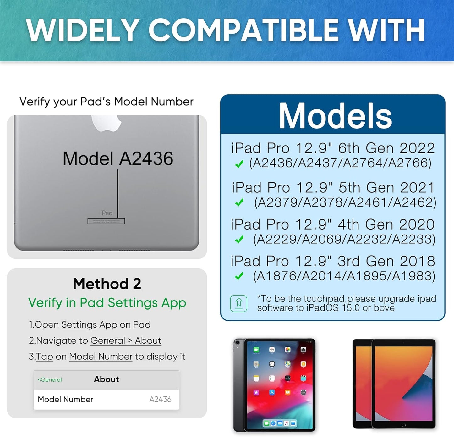 Funda de teclado desmontable para iPad Pro 12.9", DOQO.(USADO).