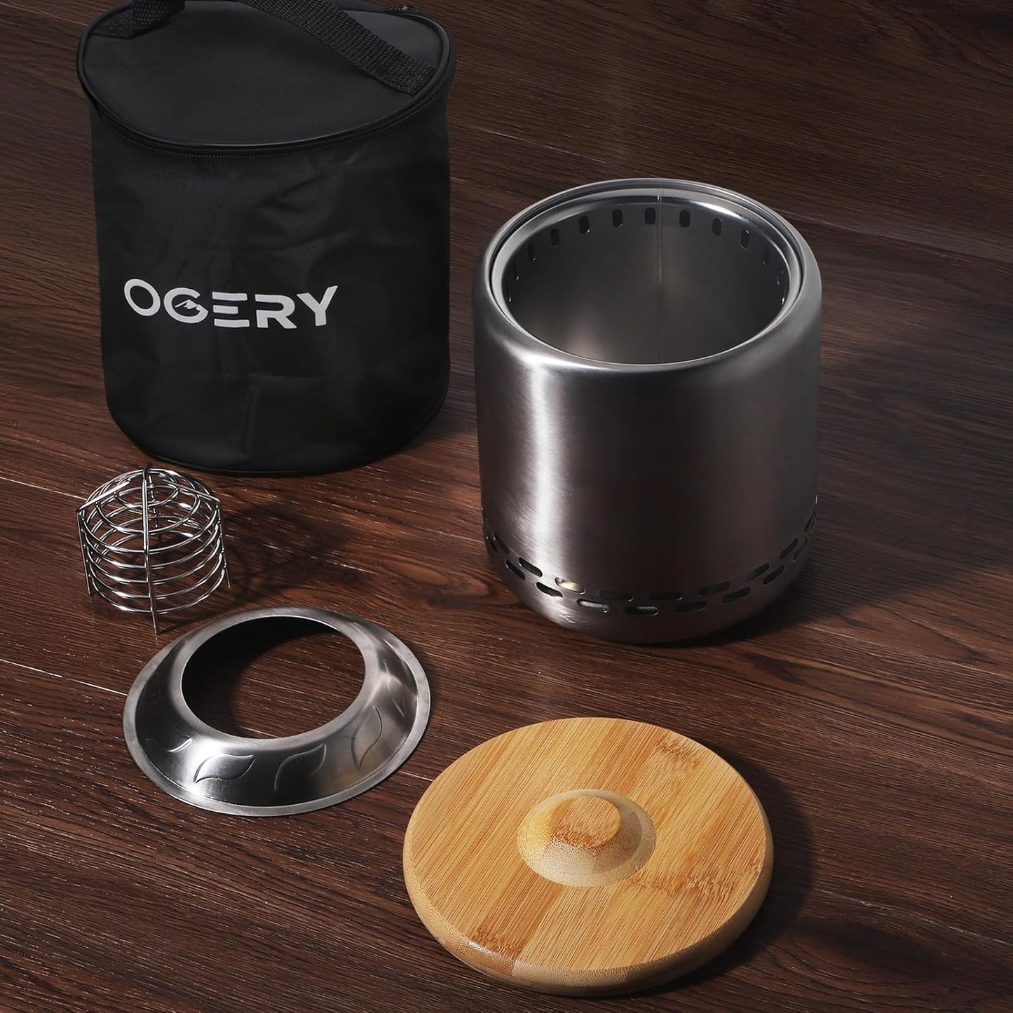 Chimenea de mesa con soporte de 7.9 x 6.1", con bolsa de viaje.