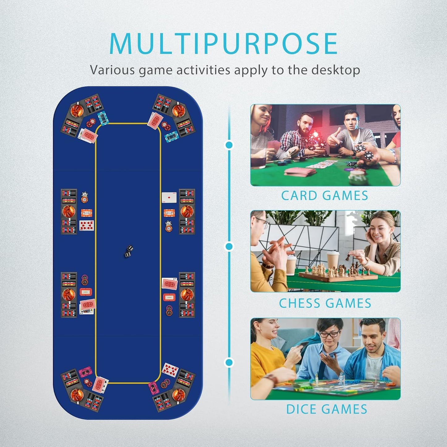 Sobremesa para Texas Poker Card de 8 jugadores, con portavasos.