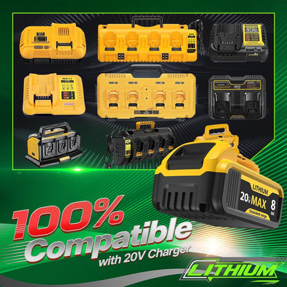 Baterías de repuesto Yayetur, compatible con Dewalt, 20V Max 8000 mAh