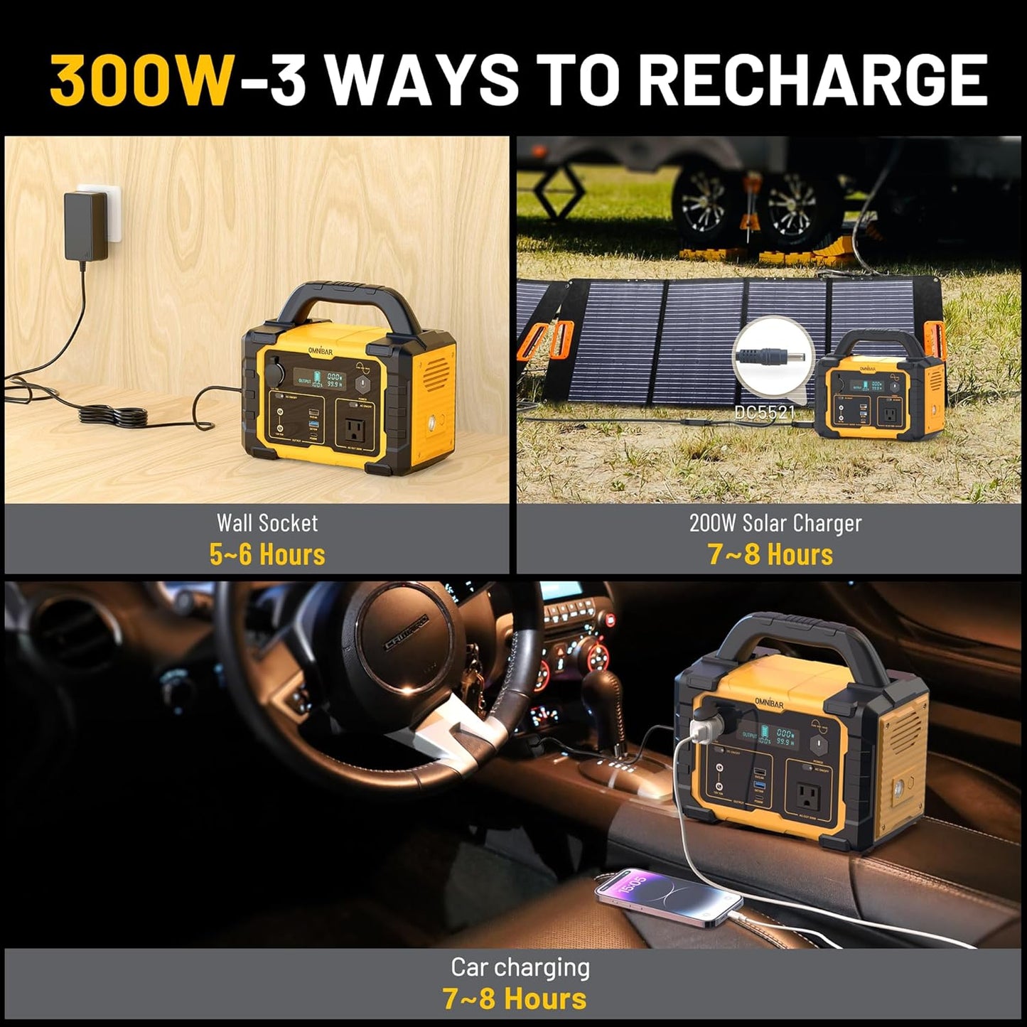 Estación de energía portátil de 300 W, batería de litio.