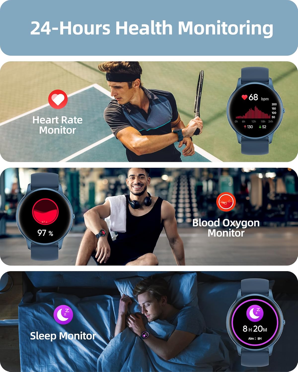 Parsonver Reloj inteligente para hombres y mujeres, smart watch.