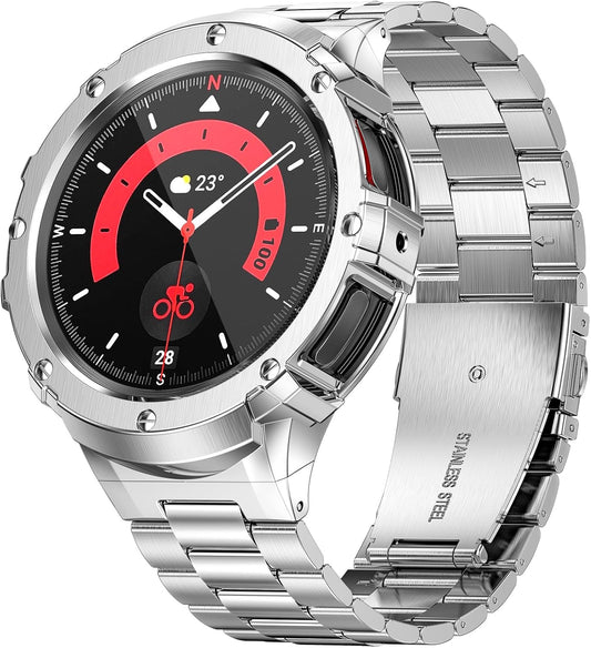 Funda y correas para reloj de acero inoxidable, ajustable, 44mm.