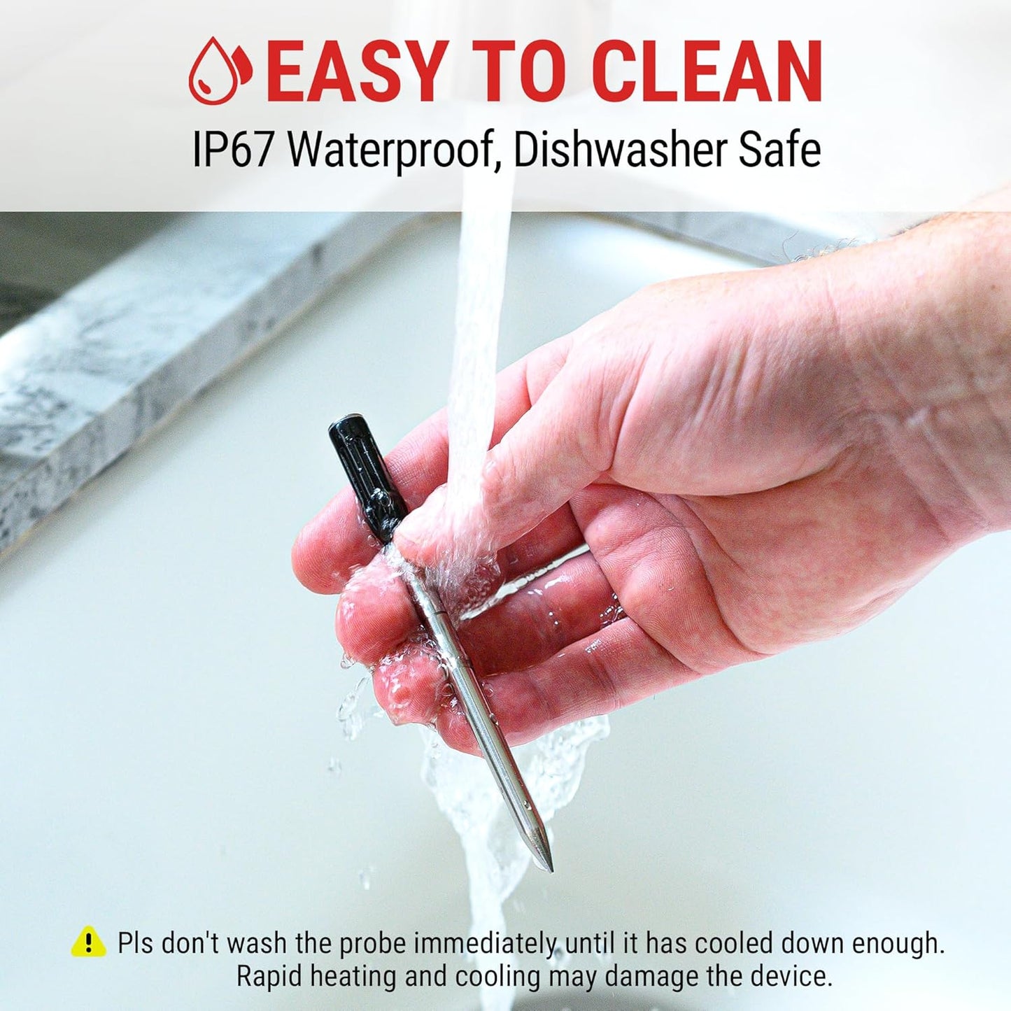 Termómetro inalámbrico para carne, Bluetooth, recargable.(USADO)