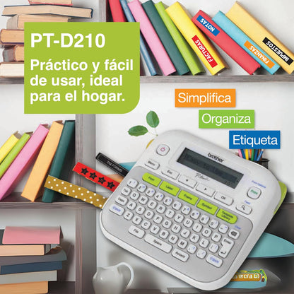 Rotulador Electrónico Brother PT-D210, 14 Fuentes, 617 Símbolos, 97 Marcos.