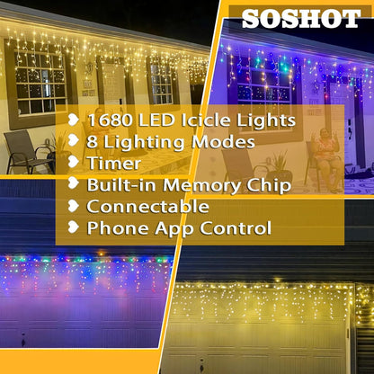 Luces de Navidad para exteriores, 40M/1680 LED, Control rem.