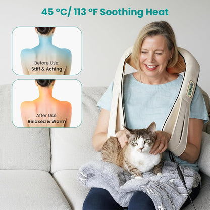 Masajeador con calor, de amasamiento profundo, Shiatsu.